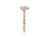 Rose gold 2 Carat Pear Cut  Solitaire Ring with Pave Band and Four Prong Setting_2