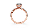 Rose gold 2 Carat Princess Cut  Solitaire with Side Stones on a Pavé Band and Four-Prong Setting_15