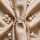 Rose gold 2 Carat Radiant Cut Diamond Solitaire Ring with Round  Pavé Band and Four-Prong Setting