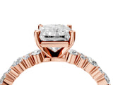 Rose gold 2 Carat Radiant Cut  Solitaire with Side Stones, Pave Band, Four-Prong Setting_16