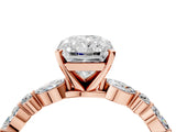 Rose gold 2 Carat Radiant Cut  Solitaire with Side Stones on a Pavé Band and Four-Prong Setting_16