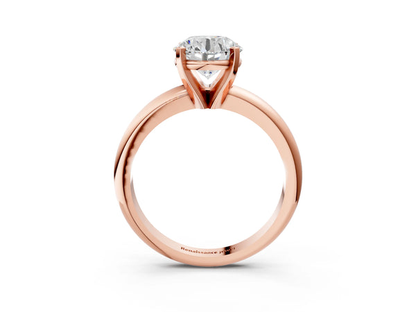 2 Carat Round Cut Rose gold Diamond Solitaire Engagement Ring with Round Band and Four-Prong Setting