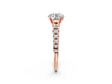 Rose gold 2 Carat Round Cut  Solitaire Ring with Cathedral Setting and Pavé Band_2