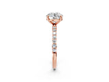 Rose gold 2 Carat Round Cut  Solitaire Ring with Pave Band and Four Prong Setting_14
