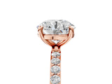 Rose gold 2 Carat Round Cut  Solitaire Ring with Pave Band and Four Prong Setting_17
