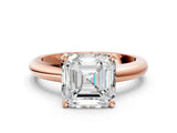 Rose gold 2.5 Carat Asscher Cut  Solitaire Engagement Ring with Round Band and Four-Prong Setting_156