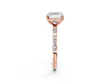 Rose gold 2.5 Carat Asscher Cut  Solitaire Ring with Pave Band and Four Prong Setting_2