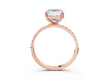 Rose gold 2.5 Carat Asscher Cut  Solitaire Ring with Pave Band and Four Prong Setting_3
