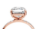 Rose gold 2.5 Carat Asscher Cut  Solitaire Ring with Pave Band and Four Prong Setting_4