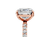 Rose gold 2.5 Carat Asscher Cut  Solitaire Ring with Pave Band and Four Prong Setting_5