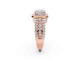 Rose gold 2.5 Carat Cushion Cut Halo  Ring with Split Shank and Four-Prong Setting_2