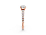 Rose gold 2.5 Carat Cushion Cut  Solitaire Ring with Cathedral Setting and Pavé Band_2