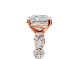 Rose gold 2.5 Carat Cushion Cut  Solitaire with Side Stones, Pave Band, Four-Prong Setting_17
