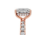 Rose gold 2.5 Carat Emerald Cut  Pave Band Solitaire Ring with Four-Prong Setting_17