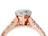Rose gold 2.5 Carat Heart Cut  Solitaire Ring with Cathedral Setting and Pavé Band_4