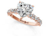 Rose gold 2.5 Carat Heart Cut  Solitaire with Side Stones, Pave Band, Four-Prong Setting_13