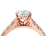 Rose gold 2.5 Carat Oval Cut  Solitaire Ring with Cathedral Setting and Pavé Band_4