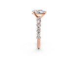 Rose gold 2.5 Carat Pear Cut  Solitaire with Side Stones, Pave Band, Four-Prong Setting_14