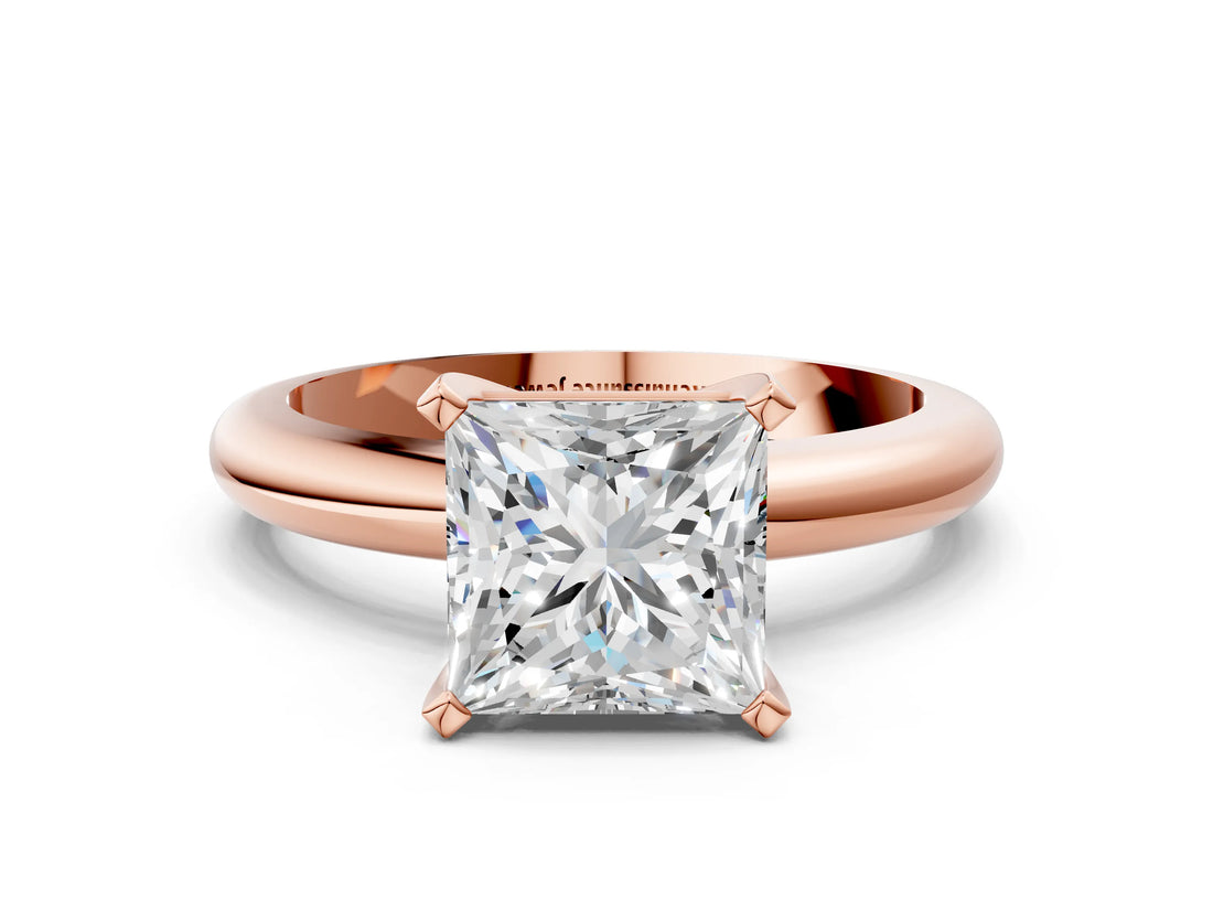 Rose gold 2.5 Carat Princess Cut  Solitaire Engagement Ring with Round Band and Four-Prong Setting_120
