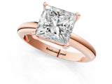 Rose gold 2.5 Carat Princess Cut  Solitaire Engagement Ring with Round Band and Four-Prong Setting_121