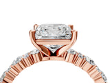 Rose gold 2.5 Carat Princess Cut  Solitaire with Side Stones, Pave Band, Four-Prong Setting_16