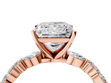 Rose gold 2.5 Carat Princess Cut  Solitaire with Side Stones on a Pavé Band and Four-Prong Setting_16