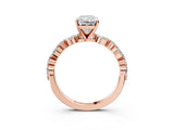 Rose gold 2.5 Carat Radiant Cut  Solitaire with Side Stones on a Pavé Band and Four-Prong Setting_15