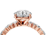 Rose gold 2.5 Carat Round Cut  Solitaire with Side Stones, Pave Band, Four-Prong Setting_16