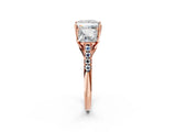 Rose gold 2.5 Carat Three-Stone Princess Cut  Ring with Pavé Band and Prong Setting_2