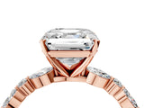 Rose gold 3 Carat Asscher Cut  Solitaire with Side Stones on a Pavé Band and Four-Prong Setting_16