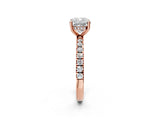 Rose gold 3 Carat Cushion Cut  Pave Band Solitaire Ring with Four-Prong Setting_2