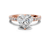 Rose gold 3 Carat Heart Cut Diamond Solitaire Ring with Round  Pavé Band and Four-Prong Setting_18