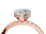 Rose gold 3 Carat Heart Cut Diamond Solitaire Ring with Round  Pavé Band and Four-Prong Setting_22