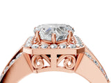 Rose gold 3 Carat Heart Cut Halo  Ring with Split Shank and Four-Prong Setting_4