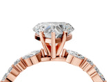 Rose gold 3 Carat Heart Cut  Solitaire with Side Stones on a Pavé Band and Four-Prong Setting_4