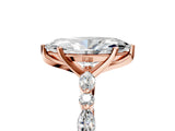 Rose gold 3 Carat Marquise Cut  Solitaire with Side Stones on a Pavé Band and Four-Prong Setting_26