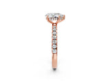 Rose gold 3 Carat Pear Cut  Pave Band Solitaire Ring with Four-Prong Setting_25