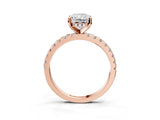 Rose gold 3 Carat Radiant Cut Diamond Solitaire Ring with Round  Pavé Band and Four-Prong Setting_21