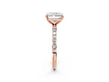 Rose gold 3 Carat Radiant Cut  Solitaire Ring with Pave Band and Four Prong Setting_2