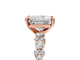 Rose gold 3 Carat Radiant Cut  Solitaire with Side Stones, Pave Band, Four-Prong Setting_17