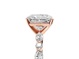 Rose gold 3 Carat Radiant Cut  Solitaire with Side Stones on a Pavé Band and Four-Prong Setting_17