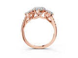 Rose gold 3 Carat Three-Stone Heart Cut  Ring with Pavé Band and Prong Setting_3