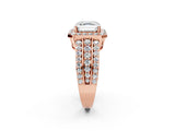 Rose gold 3.5 Carat Asscher Cut Halo  Ring with Split Shank and Four-Prong Setting_2