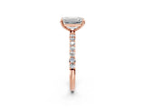 Rose gold 3.5 Carat Emerald Cut  Solitaire Ring with Pave Band and Four Prong Setting_11