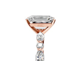 Rose gold 3.5 Carat Emerald Cut  Solitaire with Side Stones on a Pavé Band and Four-Prong Setting_17