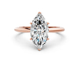 Rose gold 3.5 Carat Marquise Cut  Solitaire Engagement Ring with Classic Band and Four-Prong Setting