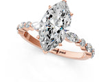 Rose gold 3.5 Carat Marquise Cut  Solitaire with Side Stones on a Pavé Band and Four-Prong Setting_1