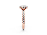 Rose gold 3.5 Carat Oval Cut Diamond Solitaire Ring with Round  Pavé Band and Four-Prong Setting_20