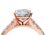Rose gold 3.5 Carat Princess Cut  Solitaire Ring with Cathedral Setting and Pavé Band_4
