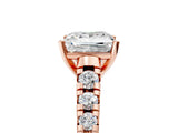Rose gold 3.5 Carat Princess Cut  Solitaire Ring with Cathedral Setting and Pavé Band_5